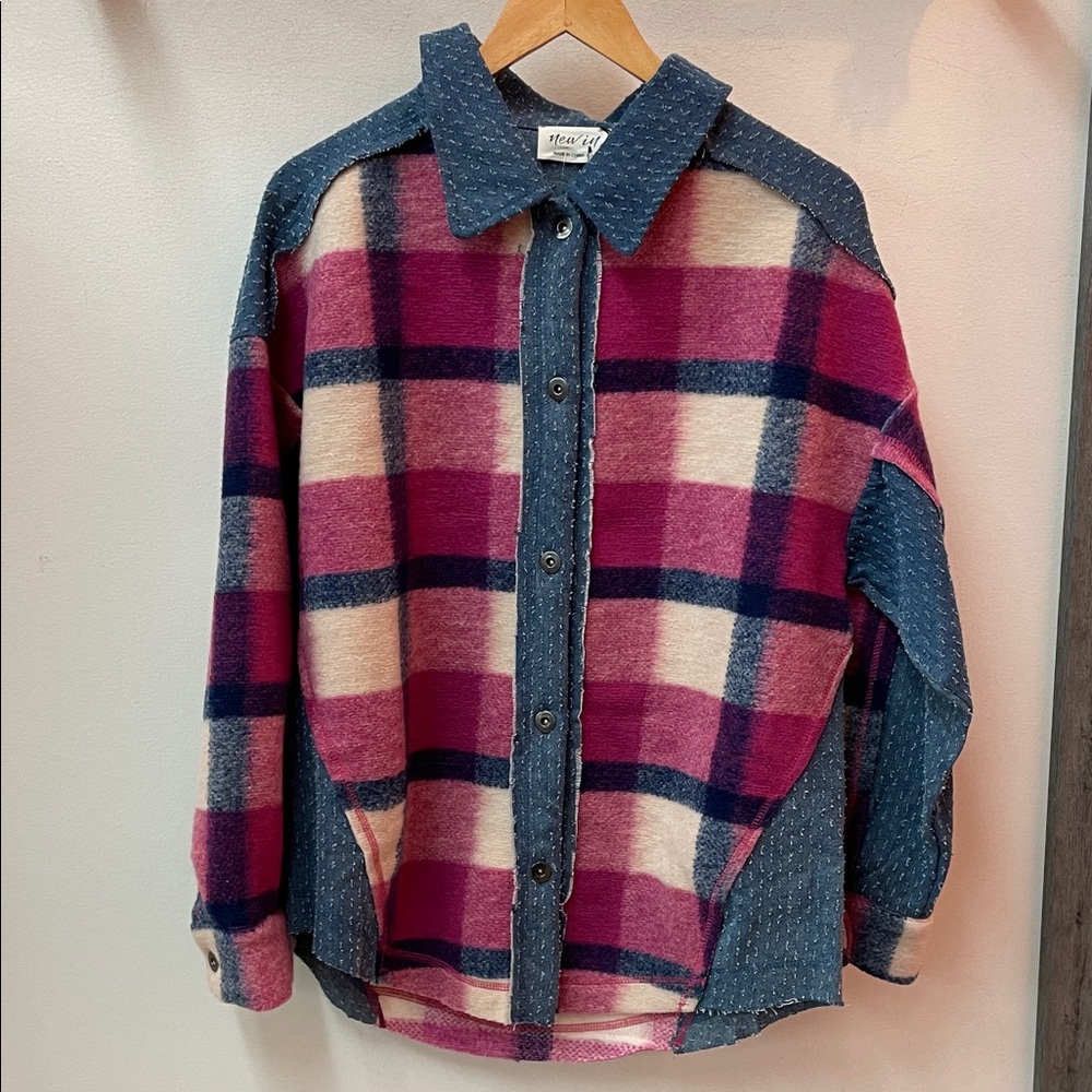 Very J Pink and Blue Plaid heavy weight Shirt/Jacket